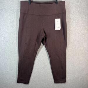 Athleta Delancey Herringbone Tight Womens 2X Brown Ankle Dress NWT